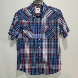 Levi's Men's Blue Plaid Shirt Size  L.